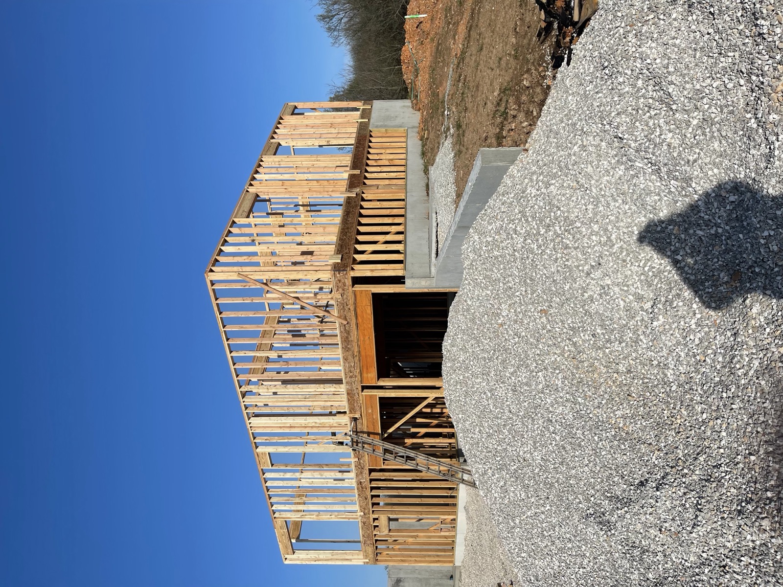 Full structural house frame under construction