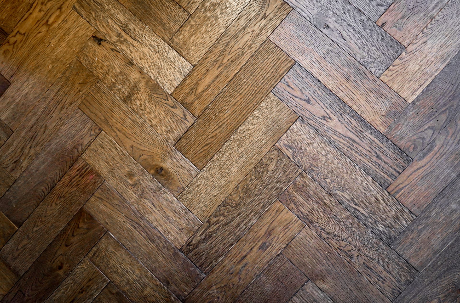 Herringbone hardwood flooring