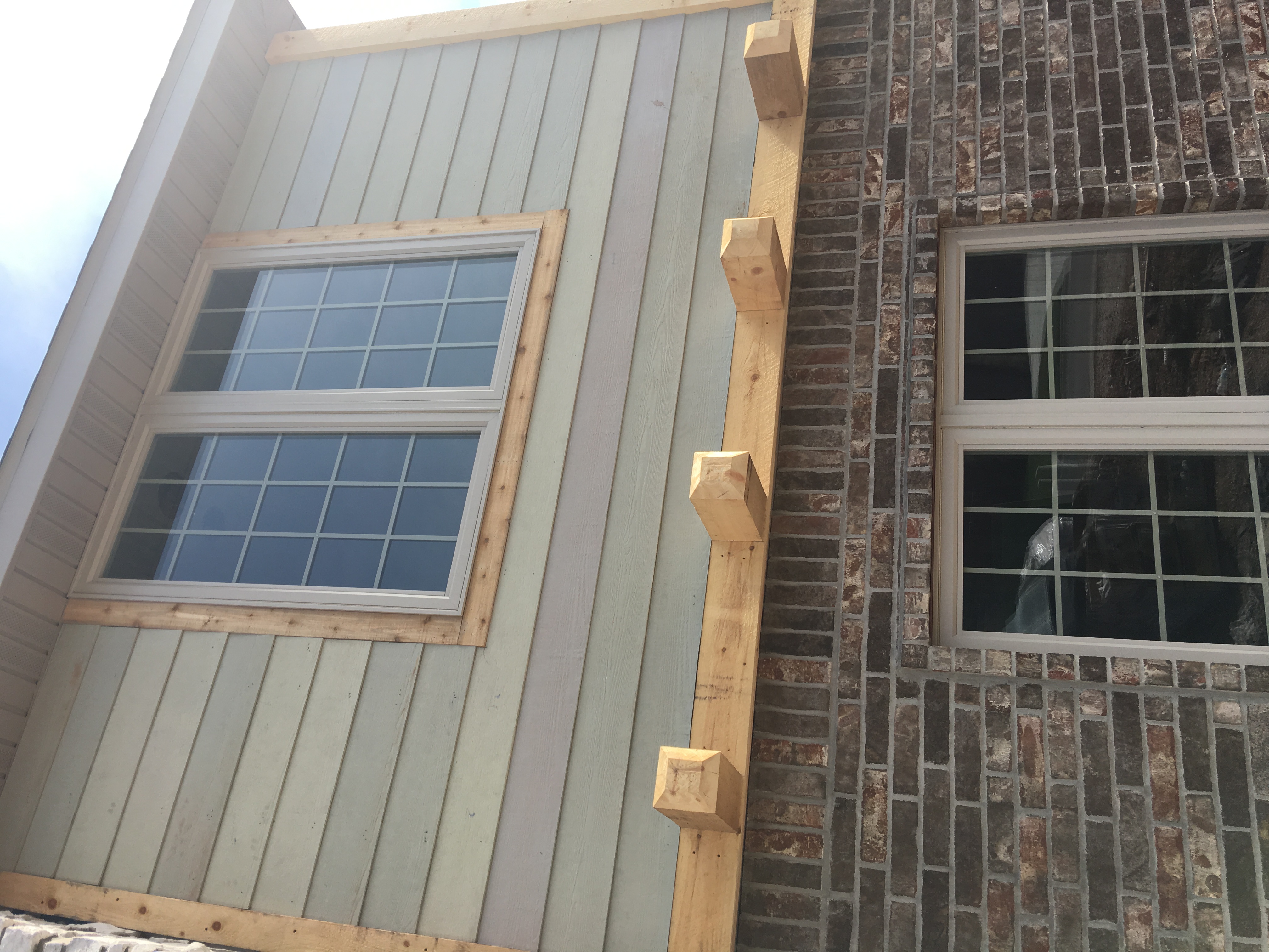 Window trim and corbel detail work